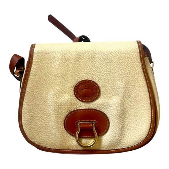 Dooney & Bourke Handbags - Vintage Dooney & Bourke Small Crossbody Belt Bag Tan/Brown All Weather Leather